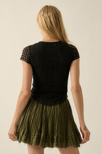 Kissing Booth Floral Lace Fitted Baby Tee - ShopPromesa