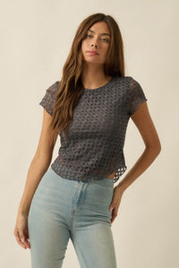 Kissing Booth Floral Lace Fitted Baby Tee - ShopPromesa