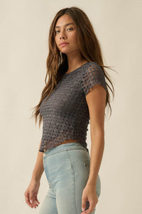 Kissing Booth Floral Lace Fitted Baby Tee - ShopPromesa