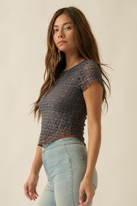 Kissing Booth Floral Lace Fitted Baby Tee - ShopPromesa