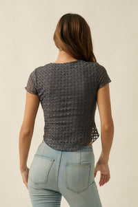 Kissing Booth Floral Lace Fitted Baby Tee - ShopPromesa