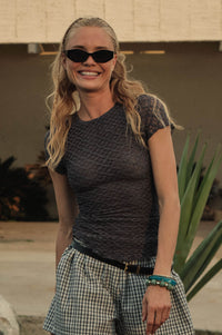 Kissing Booth Floral Lace Fitted Baby Tee - ShopPromesa