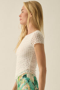 Kissing Booth Floral Lace Fitted Baby Tee - ShopPromesa