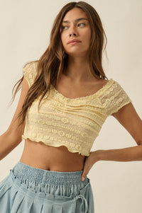 Lacy Blooms Floral Lace Cropped V-Neck Top - ShopPromesa