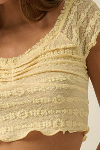 Lacy Blooms Floral Lace Cropped V-Neck Top - ShopPromesa