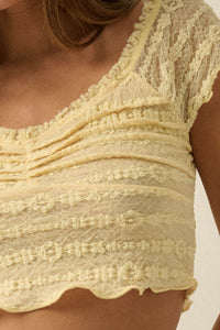 Lacy Blooms Floral Lace Cropped V-Neck Top - ShopPromesa