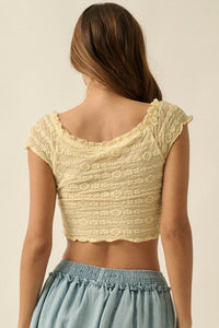Lacy Blooms Floral Lace Cropped V-Neck Top - ShopPromesa