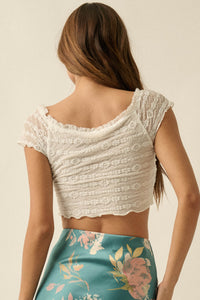 Lacy Blooms Floral Lace Cropped V-Neck Top - ShopPromesa