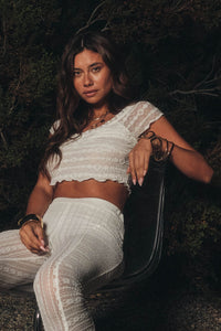 Lacy Blooms Floral Lace Cropped V-Neck Top - ShopPromesa