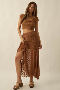 Lacy Blooms Floral Lace Cropped V-Neck Top - ShopPromesa