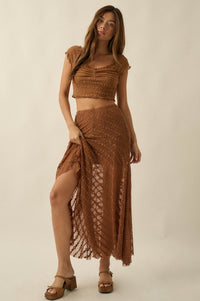 Lacy Blooms Floral Lace Cropped V-Neck Top - ShopPromesa