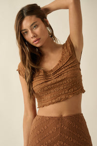 Lacy Blooms Floral Lace Cropped V-Neck Top - ShopPromesa