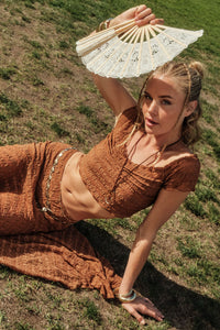 Lacy Blooms Floral Lace Cropped V-Neck Top - ShopPromesa