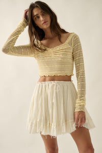 Beautiful Life Floral Lace Long-Sleeve Crop top - ShopPromesa