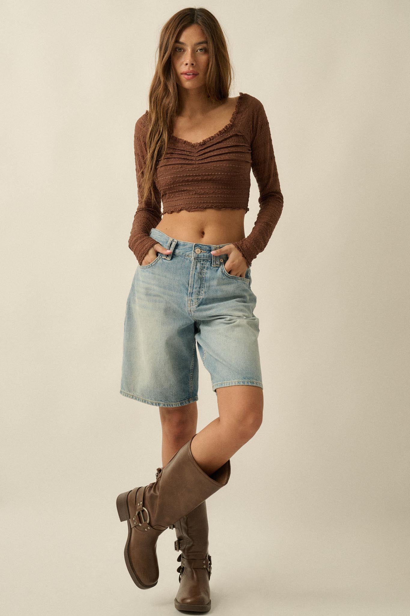 Beautiful Life Floral Lace Long-Sleeve Crop top - ShopPromesa