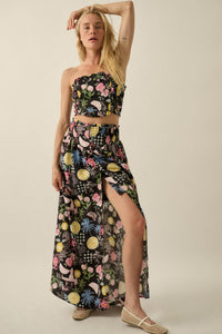 Good Times Fruit & Floral-Print Ruffle Bandeau Top - ShopPromesa