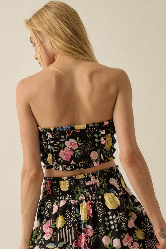 Good Times Fruit & Floral-Print Ruffle Bandeau Top - ShopPromesa
