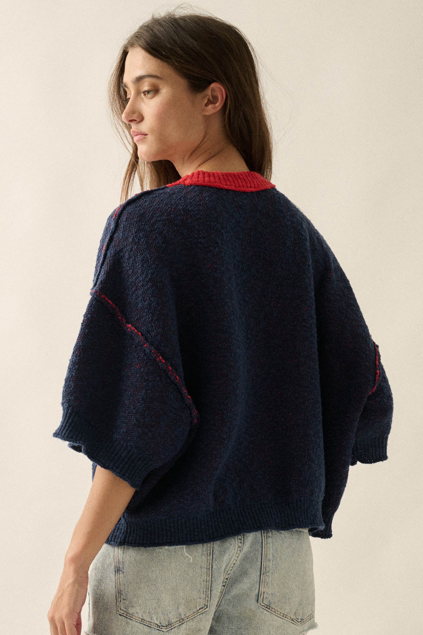 Anchors Up Jacquard-Knit Short-Sleeve Sweater - ShopPromesa