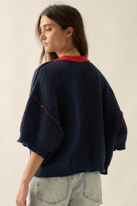 Anchors Up Jacquard-Knit Short-Sleeve Sweater - ShopPromesa