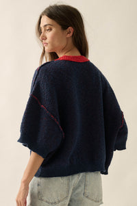 Anchors Up Jacquard-Knit Short-Sleeve Sweater - ShopPromesa