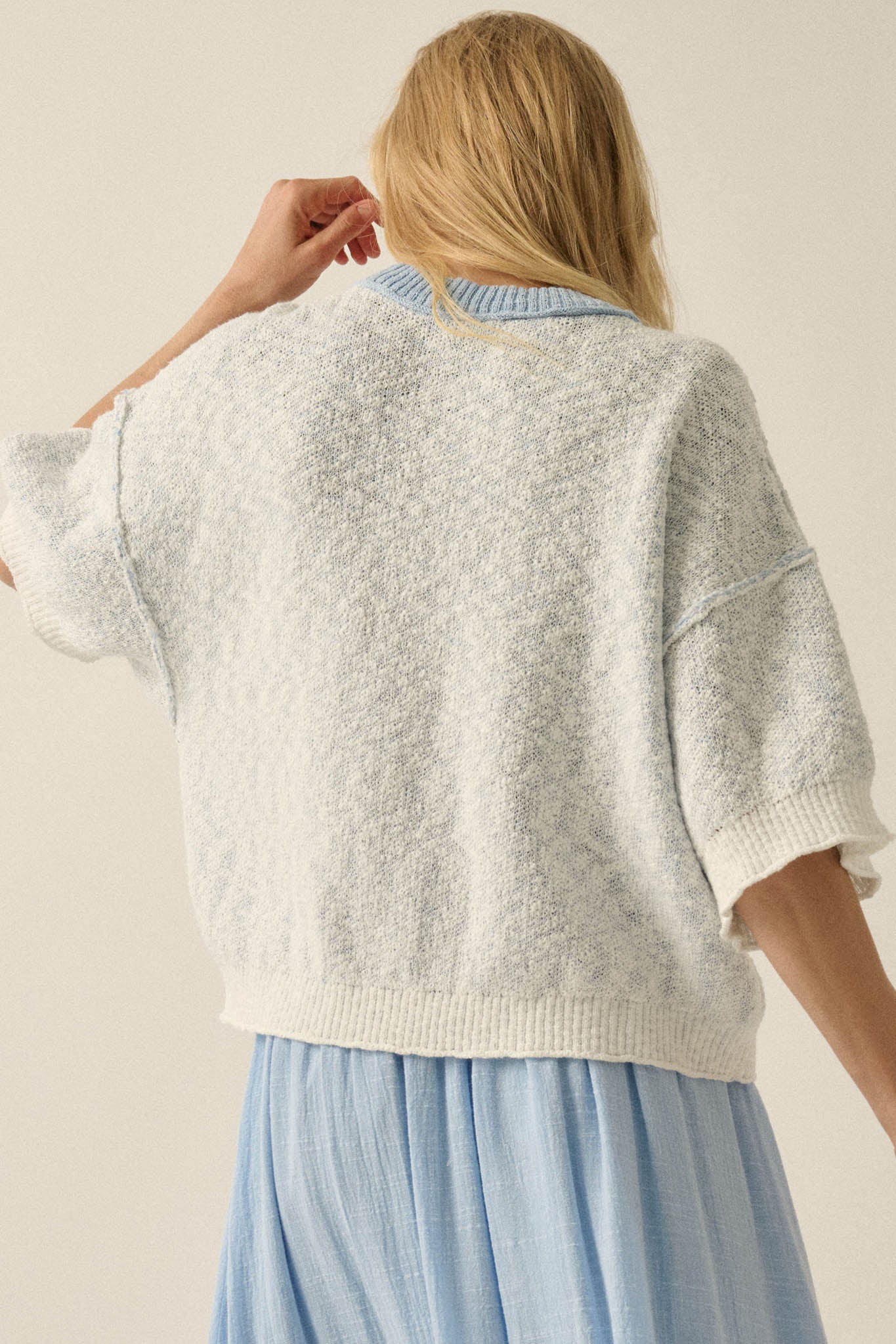 Anchors Up Jacquard-Knit Short-Sleeve Sweater - ShopPromesa