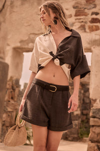 Double Talk Colorblock Short-Sleeve Pocket Shirt - ShopPromesa