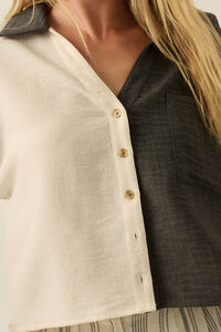 Double Talk Colorblock Short-Sleeve Pocket Shirt - ShopPromesa