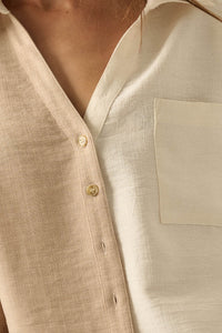 Double Talk Colorblock Short-Sleeve Pocket Shirt - ShopPromesa