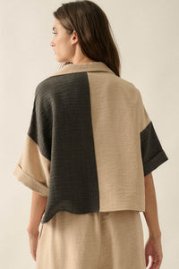 Double Talk Colorblock Short-Sleeve Pocket Shirt - ShopPromesa