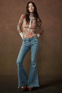 Full of Joy Floral Mesh Raglan Henley Top - ShopPromesa