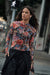 Blossoming Joy Floral Mesh Mock-Neck Thumbhole Top - ShopPromesa