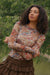 Blossoming Joy Floral Mesh Mock-Neck Thumbhole Top - ShopPromesa