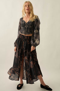 Forgotten Flowers Floral Smocked Sweetheart Top - ShopPromesa