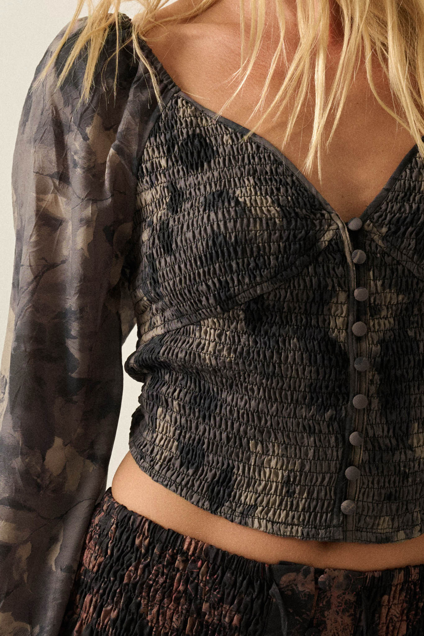 Forgotten Flowers Floral Smocked Sweetheart Top - ShopPromesa