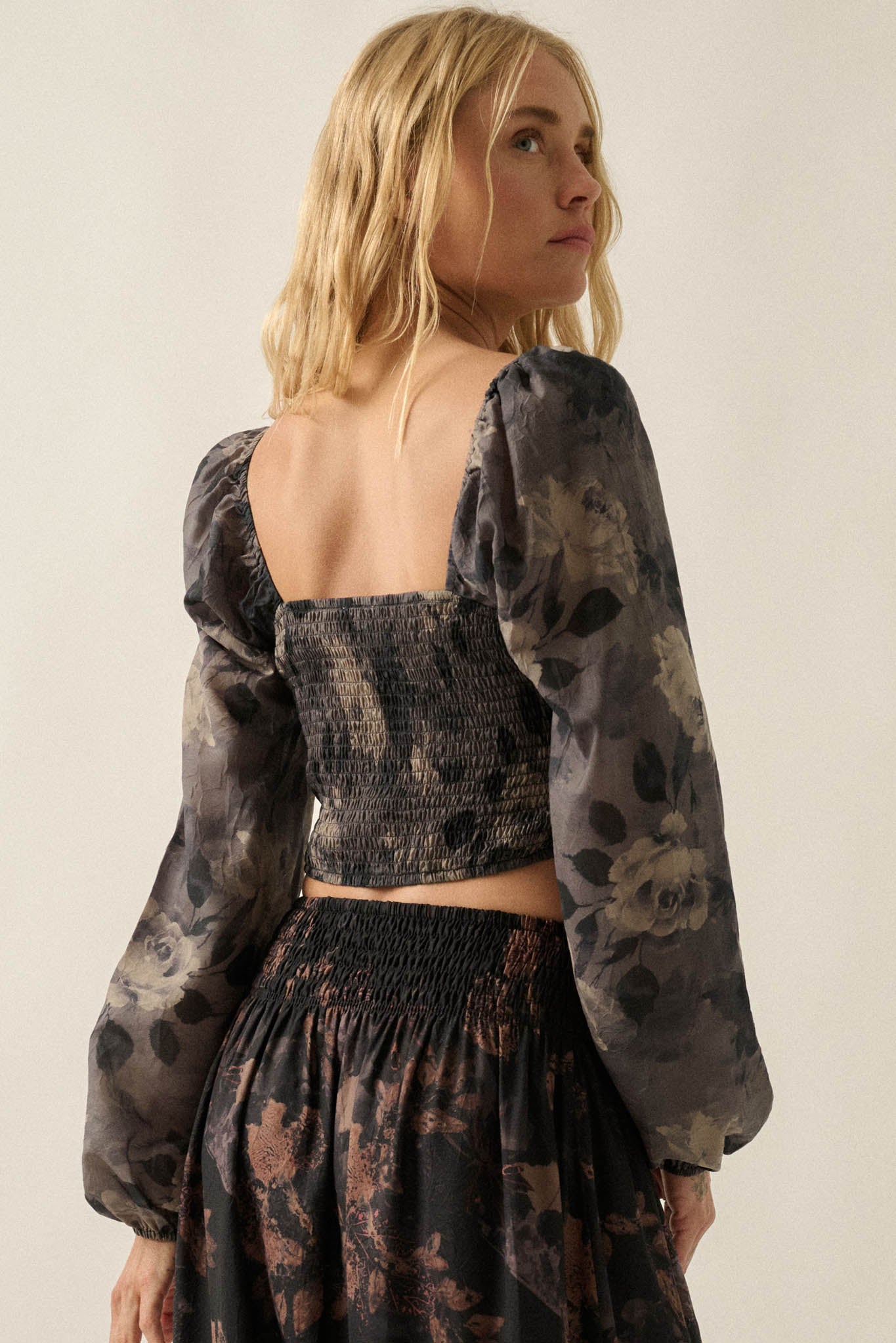 Forgotten Flowers Floral Smocked Sweetheart Top - ShopPromesa