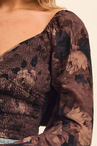 Forgotten Flowers Floral Smocked Sweetheart Top - ShopPromesa