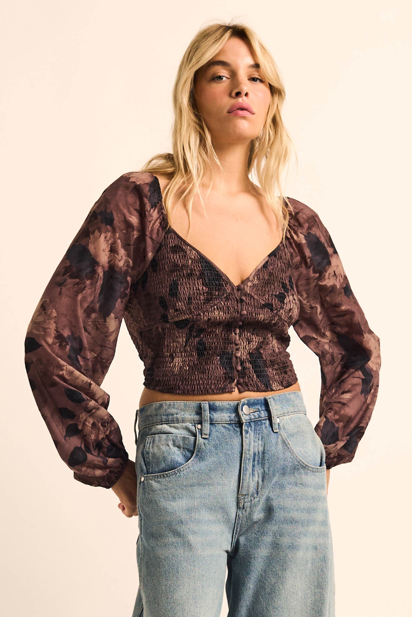 Forgotten Flowers Floral Smocked Sweetheart Top - ShopPromesa