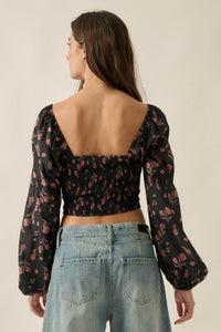 Still Blooming Floral Smocked Sweetheart Peasant Top - ShopPromesa