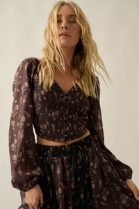 Still Blooming Floral Smocked Sweetheart Peasant Top - ShopPromesa