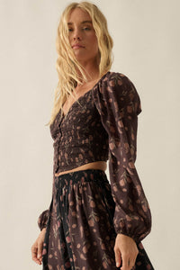 Still Blooming Floral Smocked Sweetheart Peasant Top - ShopPromesa