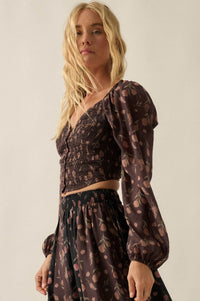 Still Blooming Floral Smocked Sweetheart Peasant Top - ShopPromesa