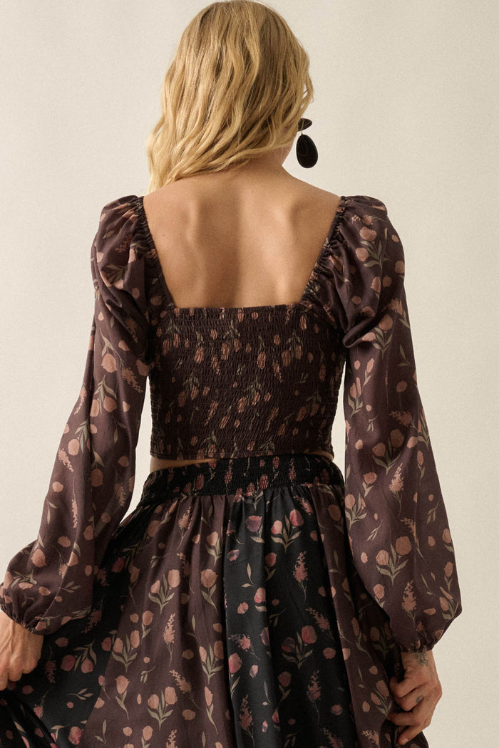 Still Blooming Floral Smocked Sweetheart Peasant Top - ShopPromesa