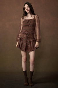 Adoring Beauty Floral Tulle Smocked Peasant Top - ShopPromesa