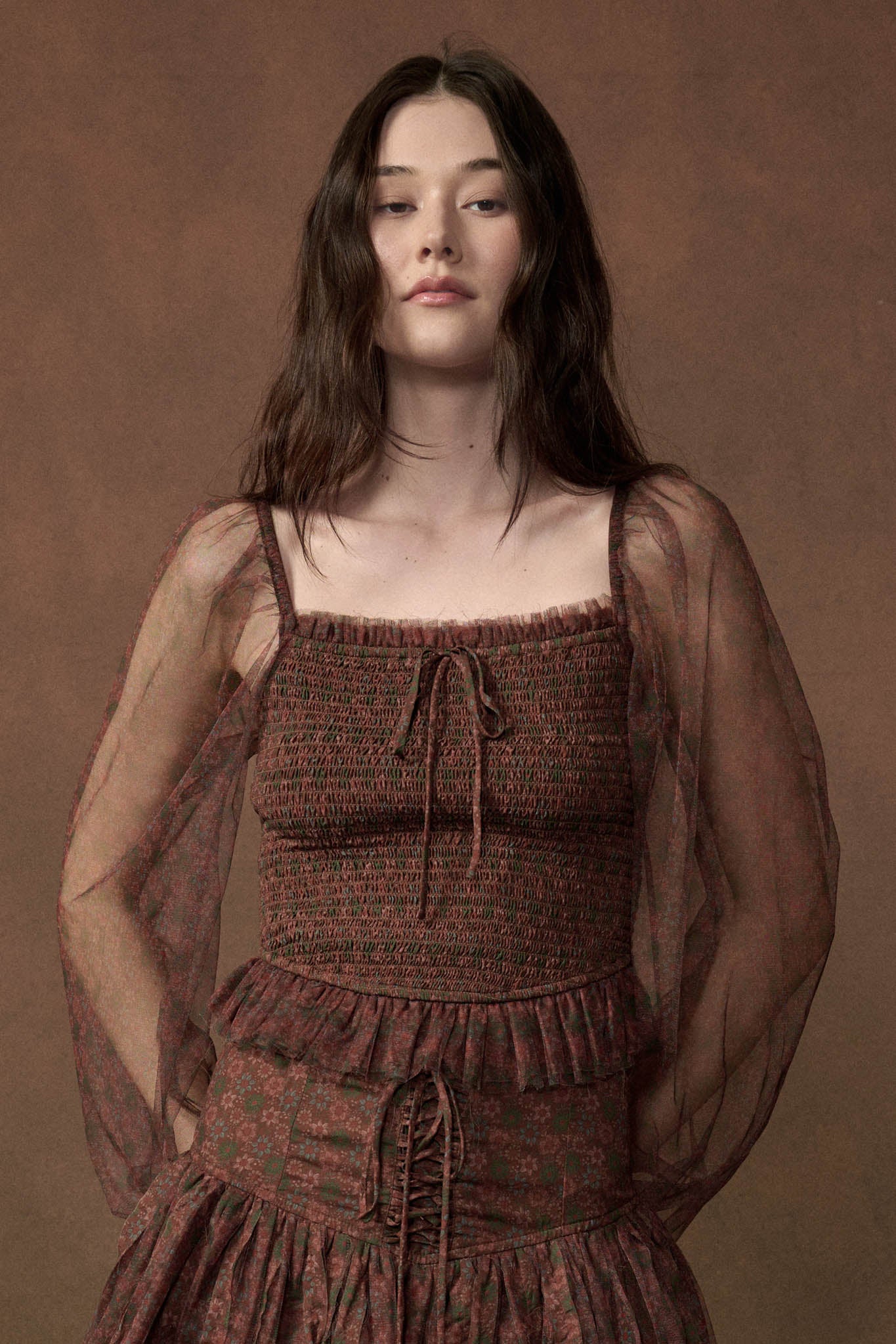 Adoring Beauty Floral Tulle Smocked Peasant Top - ShopPromesa