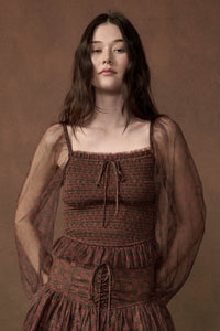 Adoring Beauty Floral Tulle Smocked Peasant Top - ShopPromesa