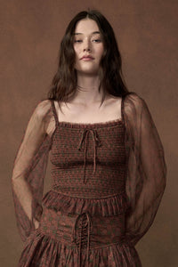 Adoring Beauty Floral Tulle Smocked Peasant Top - ShopPromesa