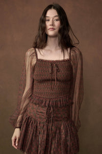 Adoring Beauty Floral Tulle Smocked Peasant Top - ShopPromesa