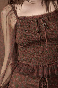 Adoring Beauty Floral Tulle Smocked Peasant Top - ShopPromesa