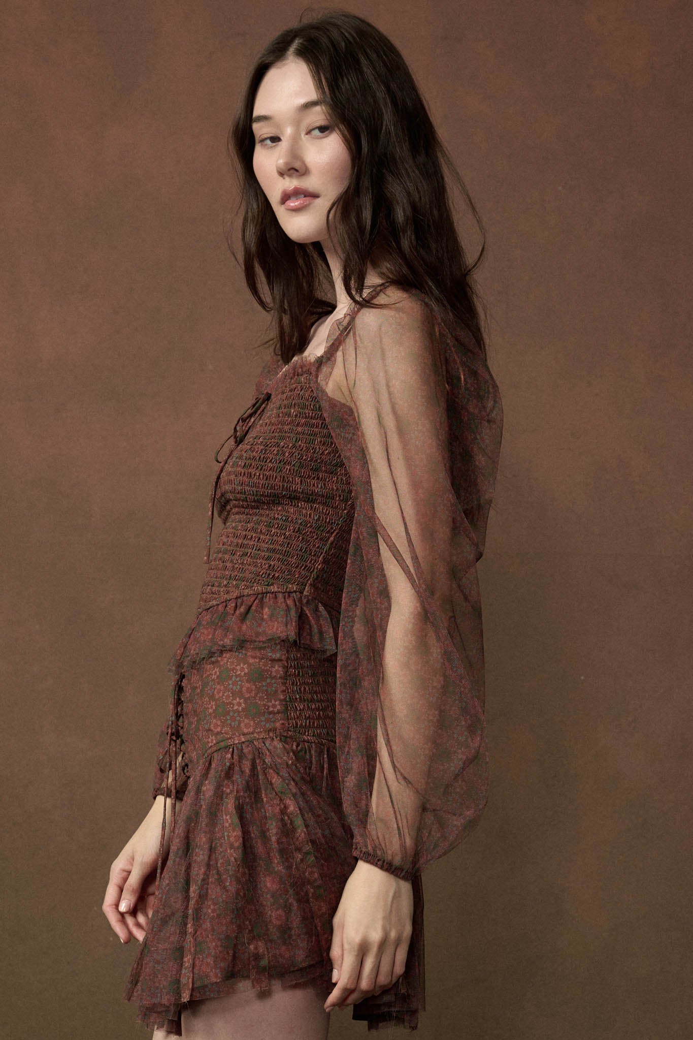 Adoring Beauty Floral Tulle Smocked Peasant Top - ShopPromesa