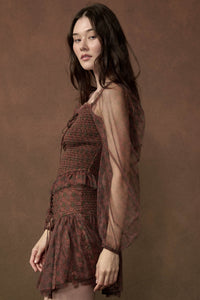 Adoring Beauty Floral Tulle Smocked Peasant Top - ShopPromesa